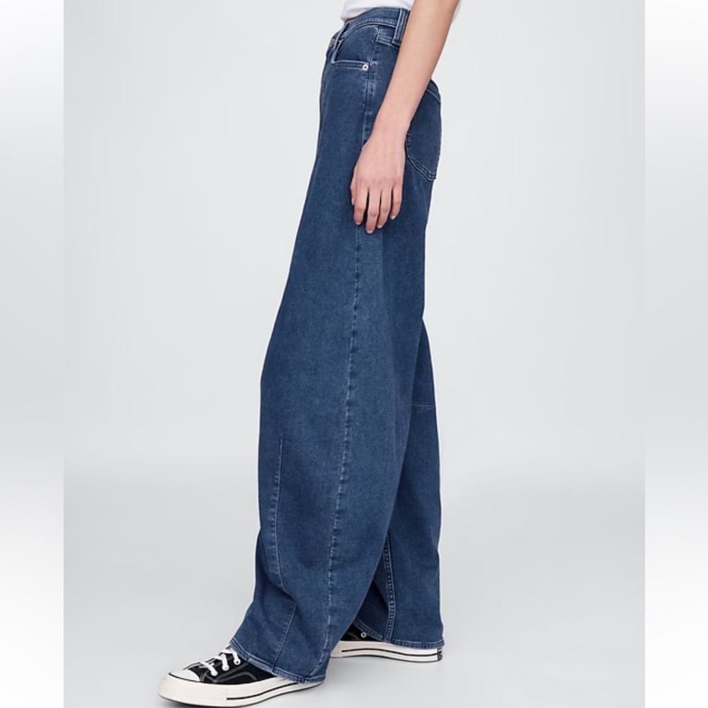 Gap High Rise Knit Horseshoe Barrel Leg Jeans W2252 Sz 28 / 6 Tall - Picture 4 of 12